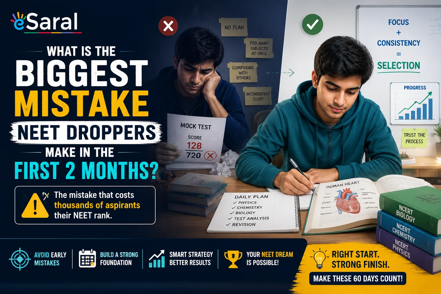 What is the biggest mistake NEET droppers make in the first 2 months?